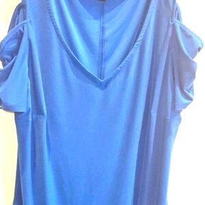 XL Prelude Cold shoulder royal blue Strerchy Sheath Holiday Fun Midi dress